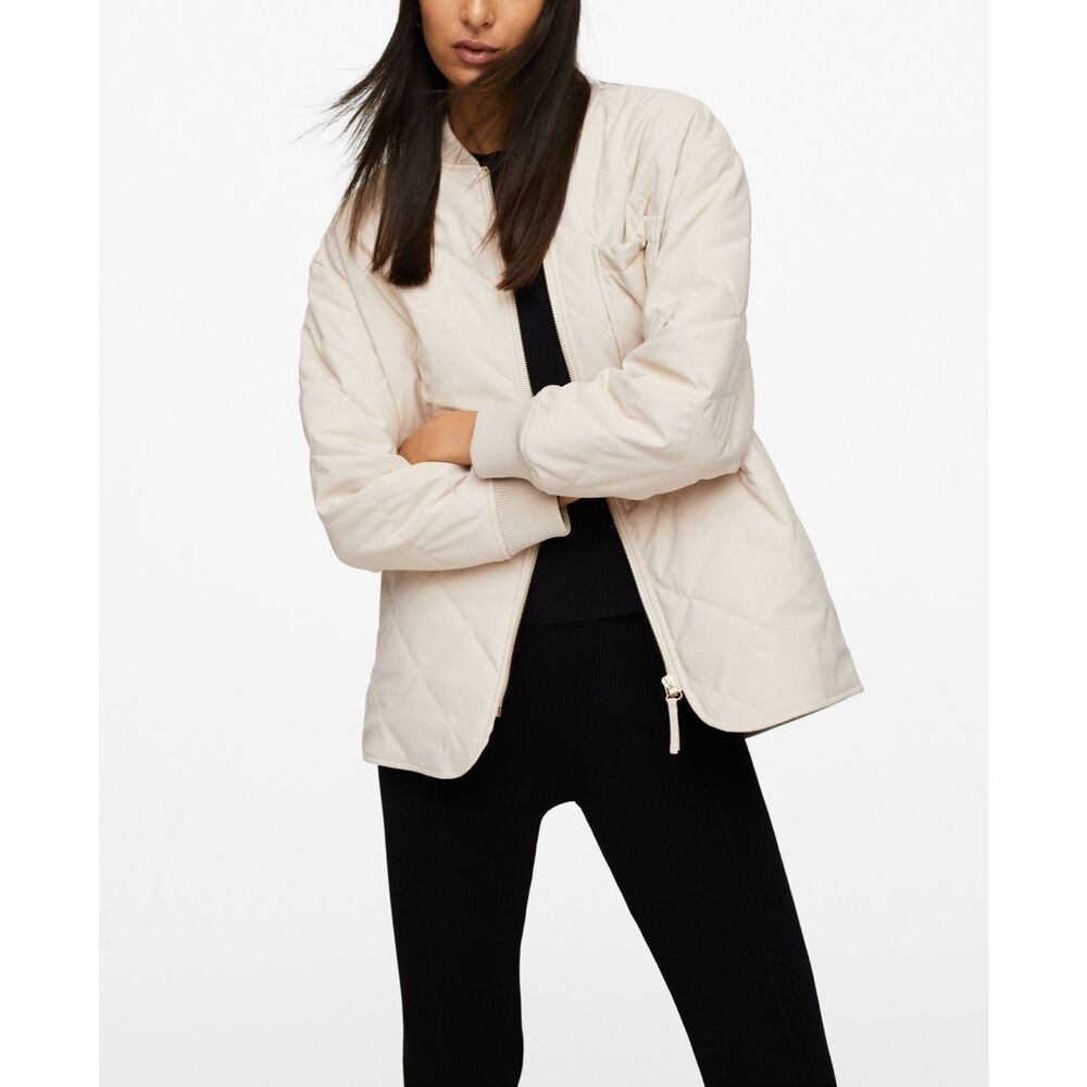 Mango Women's Leather Effect‎ Quilted Jacket Size XL
